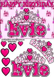 Birthday Princess A5 Name Card Evie