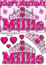 Birthday Princess A5 Name Card Millie