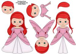 Beautiful Princess Red Head Decoupage Sheet