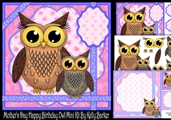 Mothers day Happy Birthday Owl Blue Frame Mini Kit