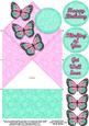 Butterflies and Lace Diamond Top Spring Card Pink and Green