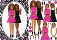 Best Friends Ethnic A5 Card Front Decoupage Hot Pink & Black