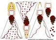Beautiful Blonde Bride with Red Rose Bouquet Decoupage