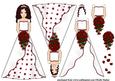 Beautiful Brunette Bride with Red Rose Bouquet Decoupage