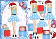 Christmas Shopping Boxes and Bags Blonde in Blue Decoupage