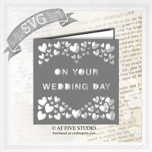 On Your Wedding Day SVG Square Greetings Card Papercutting Template