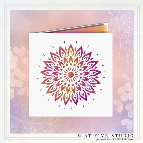 Mandala Burst Doily Folded Square Greeting Card Papercutting Template SVG Cut File