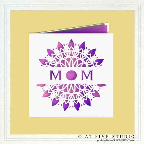 Mom Folded Square Greeting Card Papercutting Template SVG Cut File