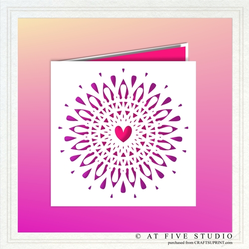 Mandala Burst Doily Folded Square Birthday Greeting Card Papercutting Template SVG Cut File
