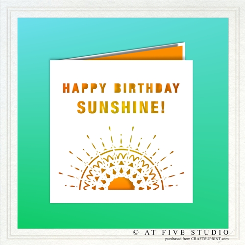 Happy Birthday Sunshine Mandala Doily Folded Square Greeting Card Papercutting Template SVG Cut File