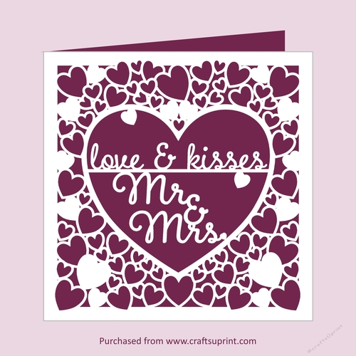 Mr & Mrs Wedding Card Cutting Template