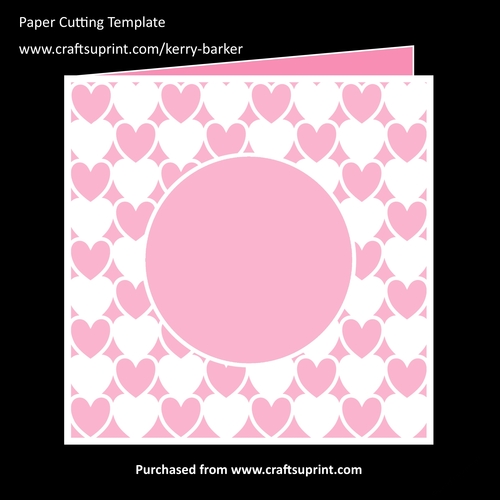Circle Aperture on Hearts Background Card Cutting Template