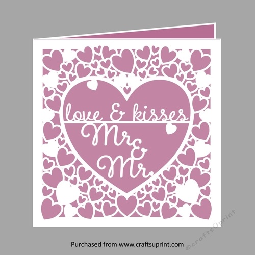 Mr & Mr Wedding Card Cutting Template