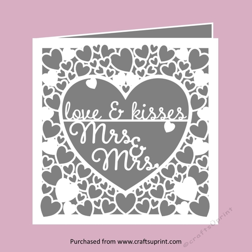 Mrs & Mrs Wedding Card Cutting Template