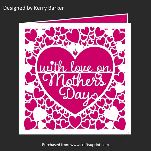 With Love on Mothers Day Card Cutting Template