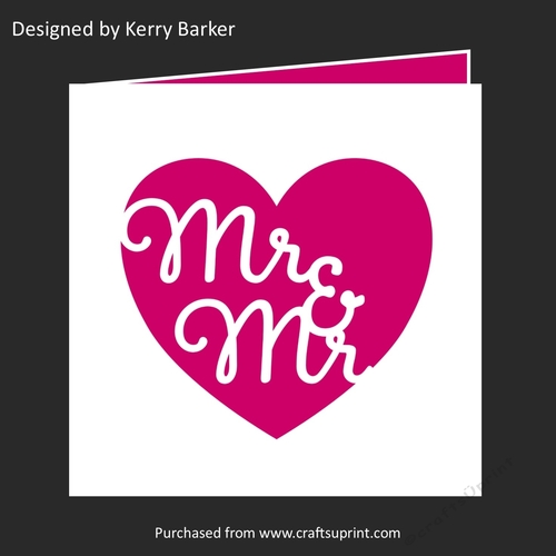 Mr & Mr Wedding Heart Aperture Card Cutting Template