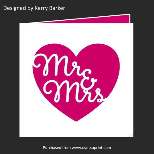 Mr & Mrs Wedding Heart Aperture Card Cutting Template