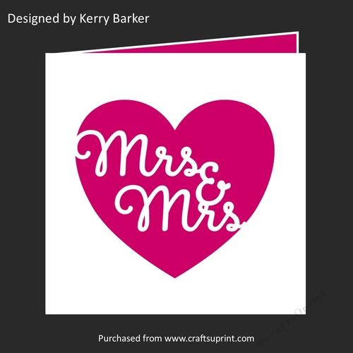 Mrs & Mrs Wedding Heart Aperture Card Cutting Template