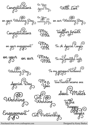 Wedding & Engagement Greetings & Sentiments in Black Text