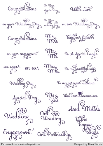 Wedding & Engagement Greetings & Sentiments in Dark Blue Text