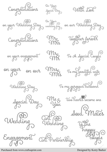 Wedding & Engagement Greetings & Sentiments in Grey Text