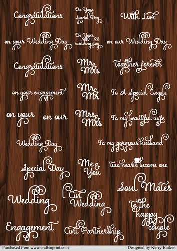 Wedding & Engagement Greetings & Sentiments White on Wood Effect
