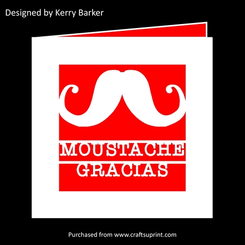 Moustache Gracias Thank You Card Cutting Template