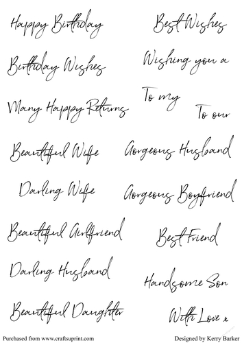 Birthday Greetings & Sentiments in Black Sketchy Text (SENTIMENTS 1)