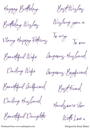 Birthday Greetings & Sentiments in Inky-Blue Sketchy Text (SENTIMENTS 1)