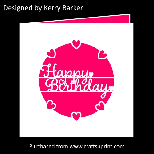 Happy Birthday Caption Circle Aperture Card Cutting Template