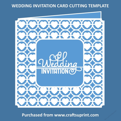 Wedding Invitation Card - Hearts in Circles - Cutting Template