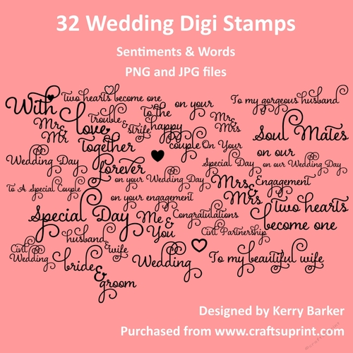 Wedding & Engagement Greetings, Sentiments & Words Digi Stamps Captions Kit