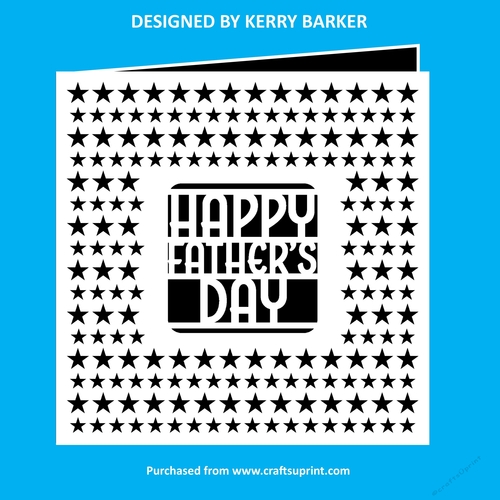 Happy Fathers Day Card Cutting Template on Starry Stars Background