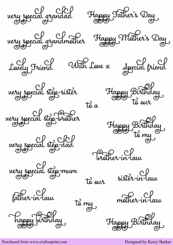 Birthday Greetings & Sentiments in Black Fancy Text Captions (SENTIMENTS 3)