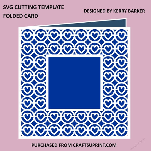 Outline Hearts in Circles Card with Square Aperture Cutting Template