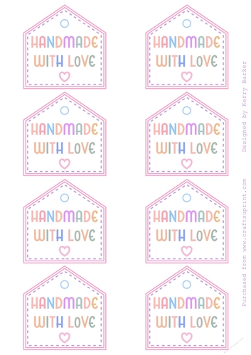 Handmade With Love - Pastel Tags - for Selling Your Crafts
