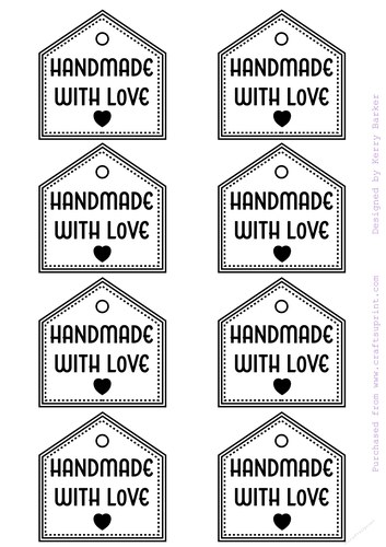 Handmade With Love - Mono Tags - for Selling Your Crafts