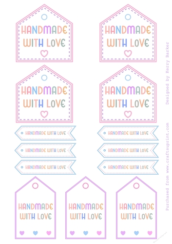 Handmade With Love - Mixed Pastel Tags - for Selling Your Crafts