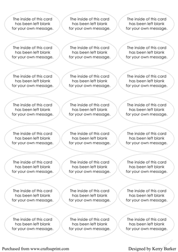 The inside of this card - Oval - captions for selling your handmade cards