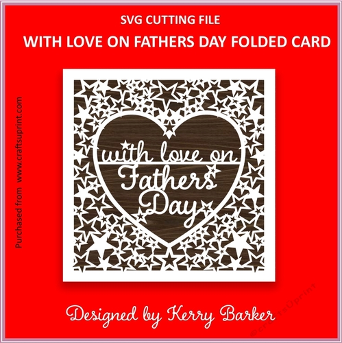 With Love on Fathers Day Card Cutting Template