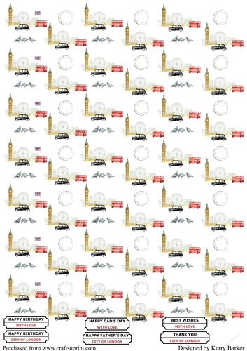London Sightseeing Background Paper with Captions - Birthday, Fathers Day, Thank You