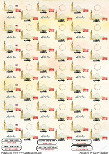 London Sightseeing Background Paper with Captions - Birthday, Fathers Day, Thank You