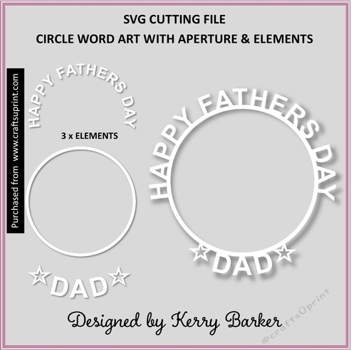 Happy Fathers Day Dad Circle Word Art & Elements SVG Cutting File