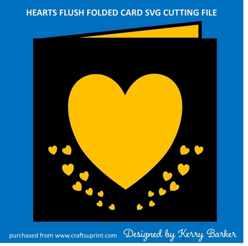 Hearts Flush Folded Card SVG Cutting Template