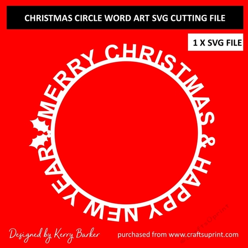 Merry Christmas & Happy New Year Circle Word Art SVG Cutting File