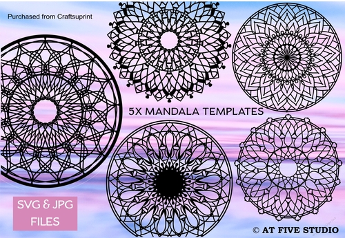 Doily Kit Bundle of 5 (Mandala) - use for shadow boxes, vinyl projects, Christmas, mats, doilies etc - SVG & JPG files