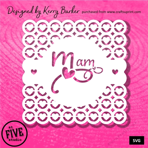 Mam Topper - Hearts in Circles Background Card Topper SVG Cutting Template