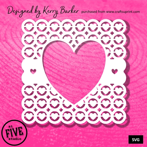Hearts in Circles - Heart Aperture - Scallop Edge Border Frame SVG Paper Cut Template