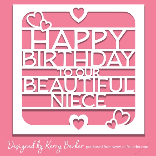 Happy Birthday To Our Beautiful Niece SVG Papercutting Card Front
