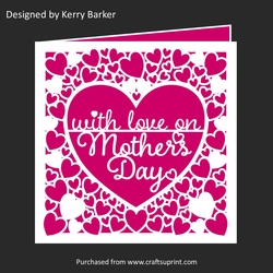 With Love on Mothers Day Card Cutting Template